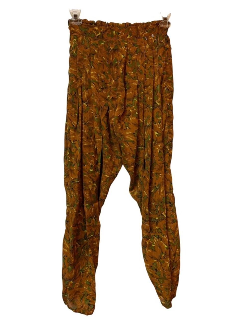 Rust Brown Printed Casual Harem Pants Large